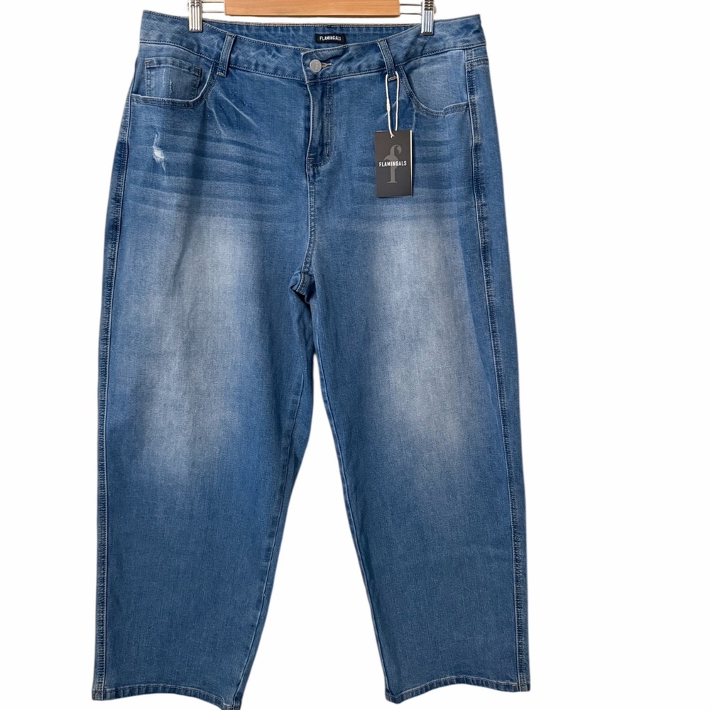 Flamingals Was Ripped High Waist, Straight Leg Jeans, 3XL (US 16-18)